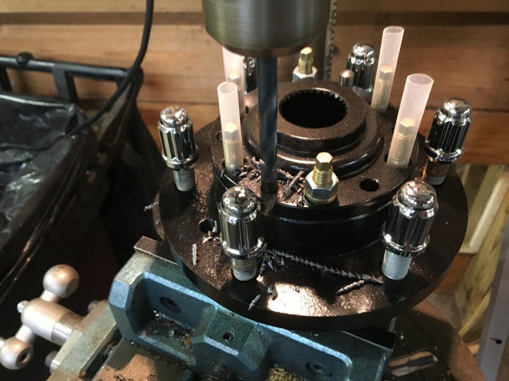 Drilling hubs for studs.JPG